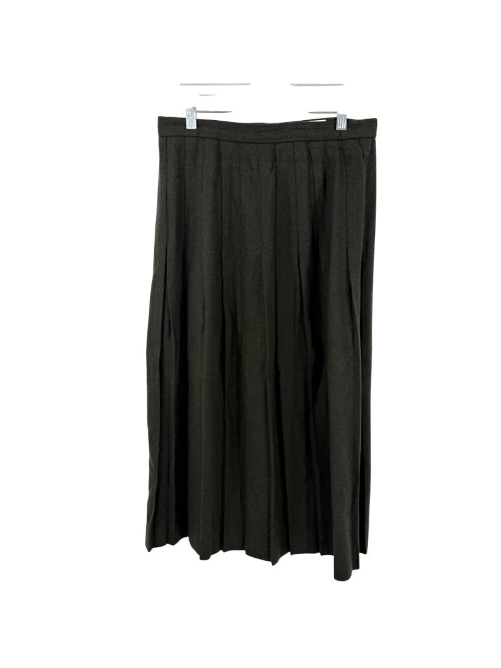VINTAGE JH COLLECTIBLES OLIVE GREEN WOOL BLEND MIDI SKIRT UNION MADE IN USA 14